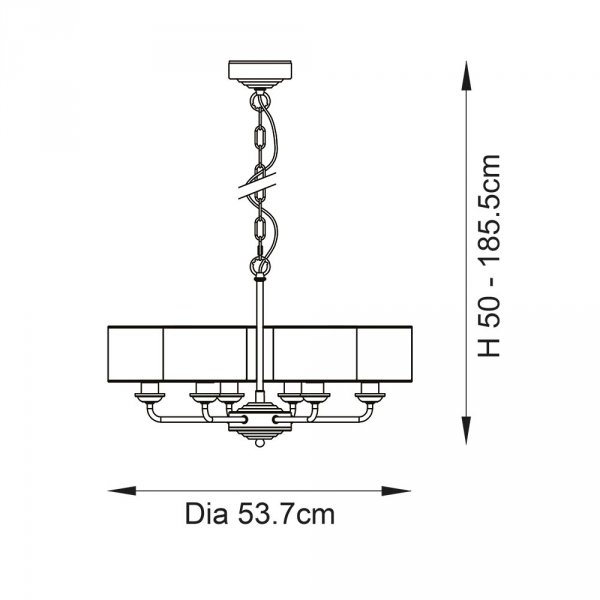 Lampa wisząca abażurowa sześciopłomienna lniana okrągła chromowana minimalistyczna klasyczna HIGHCLERE 99151 ENDON 