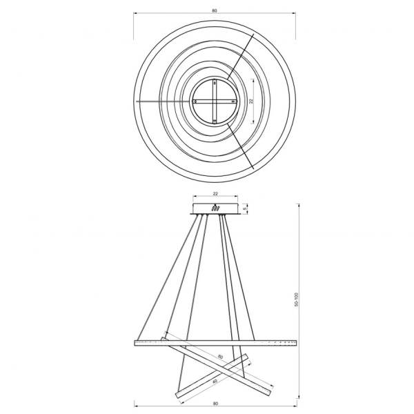 Nowoczesna lampa wisząca do salonu czarne ringi LED GALAXIA ML8424 MILAGRO