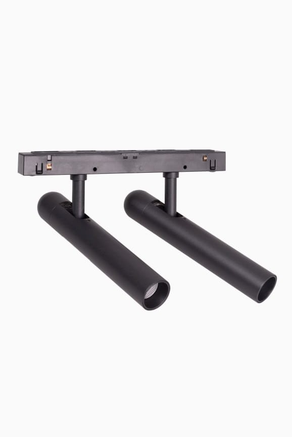 Reflektor do szynoprzewodu magnetycznego podwójna LED czarna tuba minimalistyczna nowoczesna regulowana On-Off M0020N MAXLIGHT