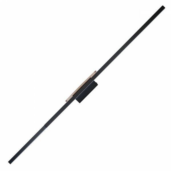 Nowoczesna lampa ścienna kinkiet LED podwójna listwa czarna z drewnianymi elementem minimalistyczna rustykalna JAVA BLACK WOOD 1369 TK-Lighting