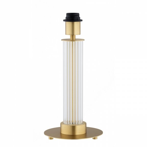 Uniwersalna lampa stołowa lampka nocna transparentne ryflowane szkło beżowy abażur satyna mosiądz szczotkowany HAMPTON 8541 Argon