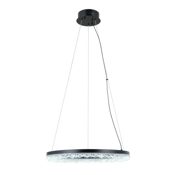 Lampa wisząca okrąg z kryształkami 50cm LED czarna dekoracyjna w nowoczesnym stylu wybór barwy światła Barlo PND-34526-M-BK Italux