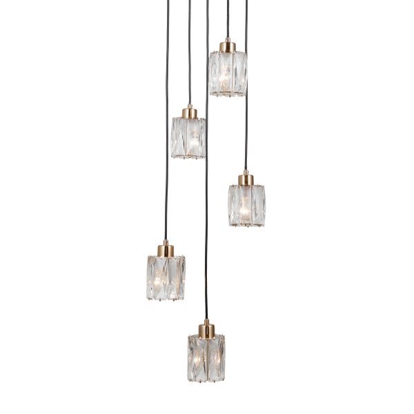 Kryształowa lampa wisząca Żyrandol zwis Torno Italux PND-40813-5R-BK-HBR jadalniana nad stół czarny złoty