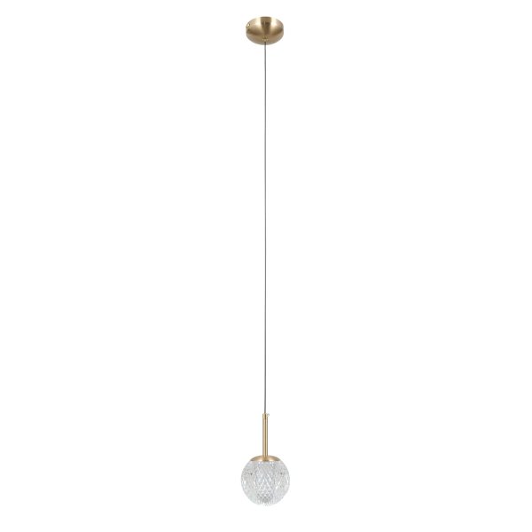 Złota lampa wisząca akrylowa kula przeźroczysta Padri PND-40827-1-HBR-CL Light Prestige