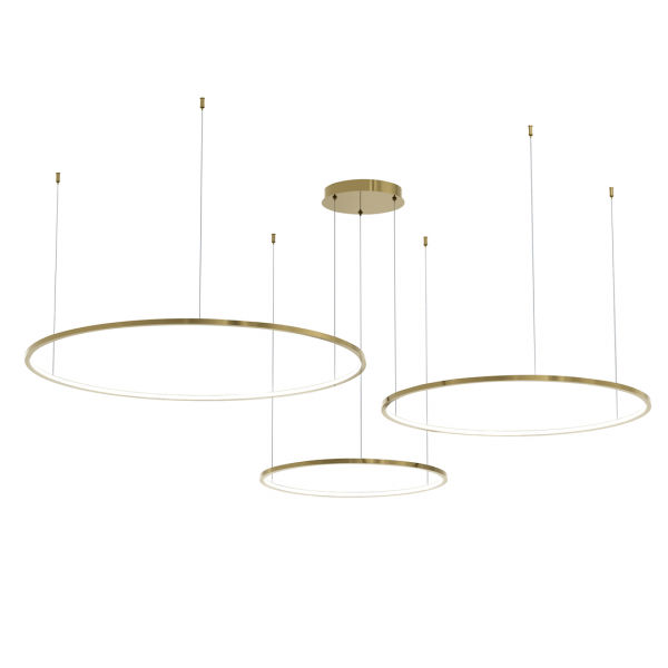 Złota lampa wisząca okęgi SATURNO Milagro ML0847 salonowa pierścieniowa
