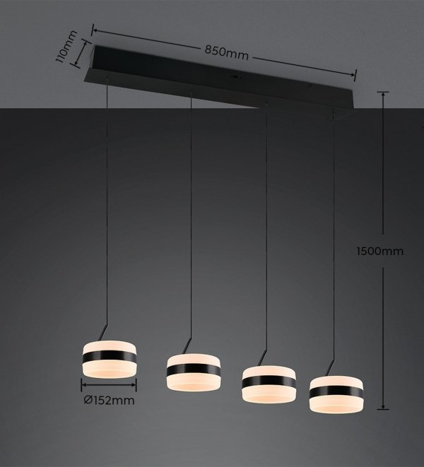 Lampa wisząca LED okrągła wielopunktowa designerska nowoczesna ściemnialna dekoracyjna DIOS 331410432 Trio