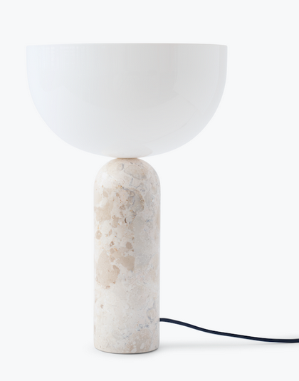 Lampka stołowa nocna półokrągła biały marmur nowoczesna designerska dekoracyjna na komodę 45cm Kizu 20415 New Works