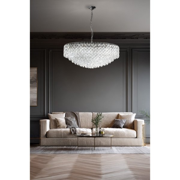 Dekoracyjna lampa wisząca kryształowa w kolorze chrom okrągły żyrandol do salonu w stylu glamour BURANO 60 AZ6908 Azzardo