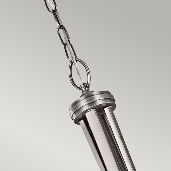 Duża lampa wisząca Lacey 4 źródła światła antyczny pewter okrągły biały abażur nowoczesna minimalistyczna KL-LACEY-P-L-AP KICHLER