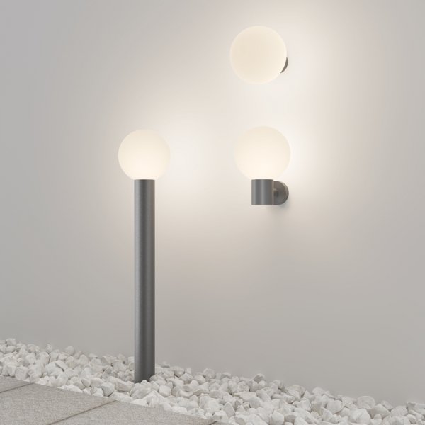 Nowoczesny kinkiet lampa ścienna zewnętrzna na elewację aluminium szara z kulą Bold MAYTONI O598WL-01GR1