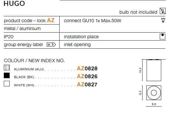 Nowoczesna lampa sufitowa plafon tuba  czarna + chrom HUGO AZ0826 + AZ0856 Azzardo