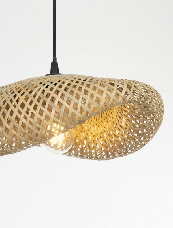 Lampa wisząca bambusowa pleciona kolor naturalny owalna boho rystykalna industrialna nad stół do salonu sypialni NULVERO LE45364 Luces Exclusivas