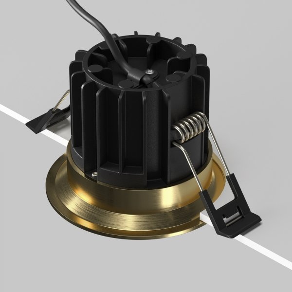 Mosiężna oprawka wpuszczana wbudowana w sufit LED okrągła minimalistyczna Round MAYTONI DL058-12W3K-BS