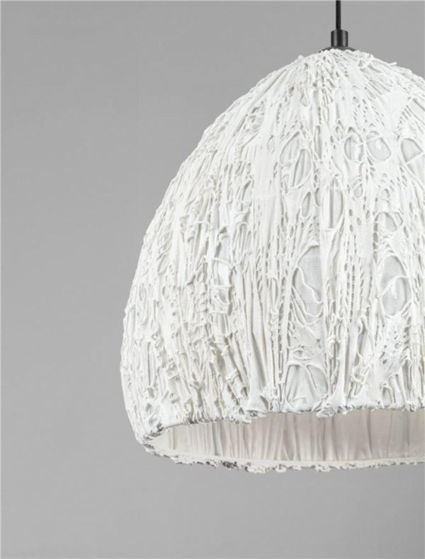 Lampa wisząca tkaninowa biała owalna boho rustykalna designerska industrialna Luces Exclusivas