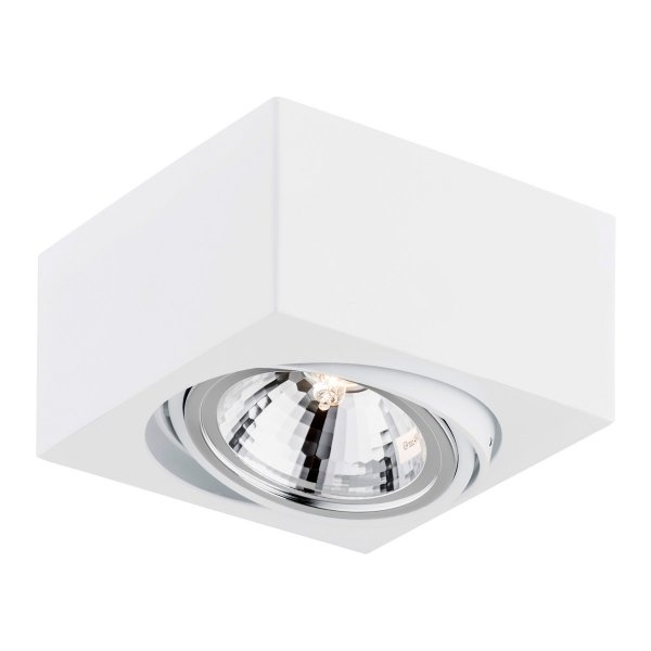 Funkcjonalna nowoczesna metalowa lampa natynkowa plafon biała pojedyncza kwadrat kubik RODOS 263 Argon