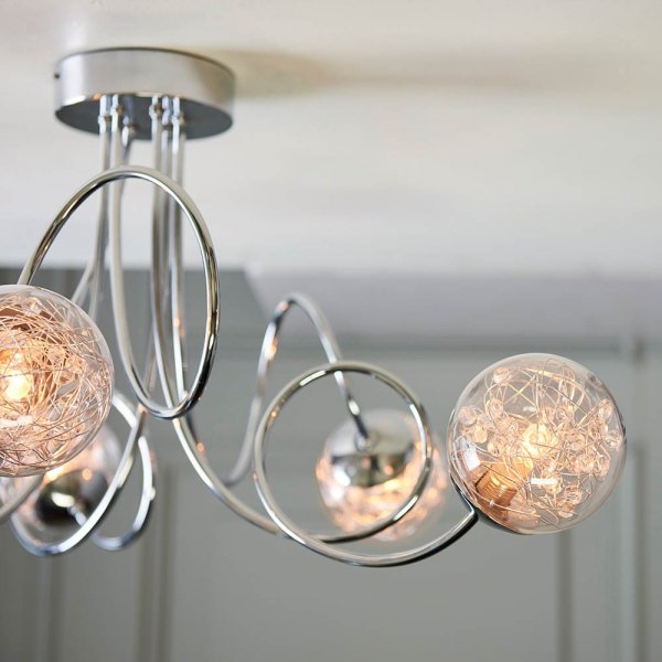 Nowoczesna Lampa Wisząca Chrom Deisgnerski Klosz Kula AURIA 76349 ENDON