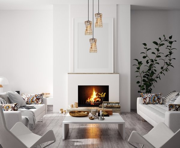 Lampa wisząca potrójna szklana żłobiony klosz geometryczny dekoracyjna bursztynowa Altera PND-3219-3A-BRO-AMB Italux