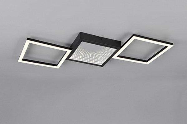 Nowoczesny plafon lampa sufitowa LED czarna uniwersalna minimalistyczna geometryczna kwadraty ściemnialna GELO R64471132 Rl
