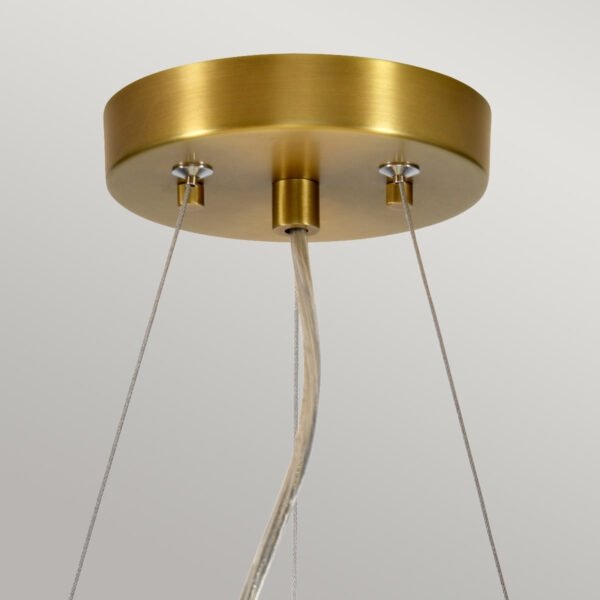 Lampa wisząca 36 cm Pearce 3 źródła światła postarzany mosiądz jedwabny abażur minimalistyczna DL-PEARCE14-3LT-IV-AB ELSTEAD LIGHTING