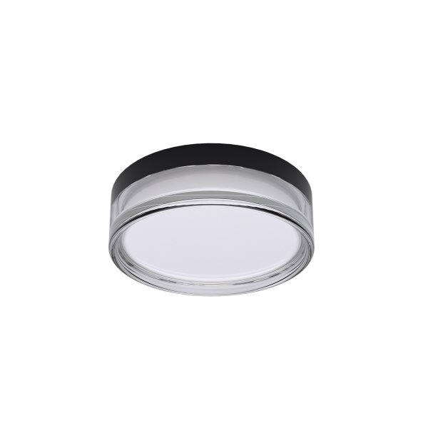 Nowoczesny okrągły plafon LED Italux Rilta PLF-73527-S-BK w kolorze czarnym, o matowym wykończeniu i szczelnej konstrukcji IP65.