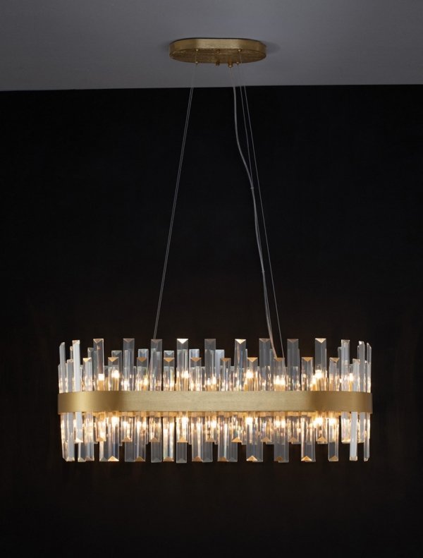 Kryształowa Lampa Wisząca Żyrandol Glamour w Kolorze Złotym LUCES ESCLUSIVAS CHOLULA LE42909