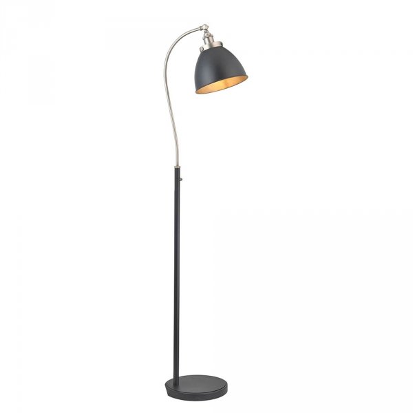Czarna lampa podłogowa metalowa regulowany klosz retro industrialna klasyczna uniwersalna Franklin 98753 ENDON