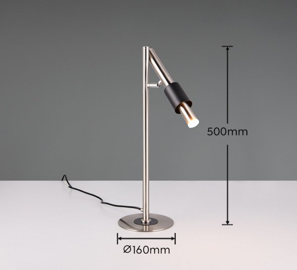 Lampa biurkowa stołowa LED srebrna metalowa minimalistyczna klasyczna nowoczesna do gabinetu ściemnialna IKARIS 555310107 Trio