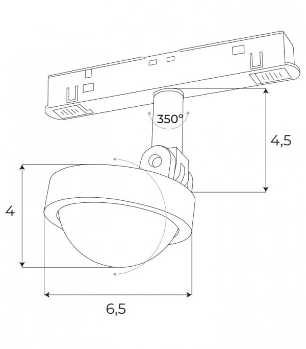  Reflektor do szynoprzewodu magnetycznego LED czarny minimalistyczny nowoczesny regulowany okrągły On-Off M0018N MAXLIGHT