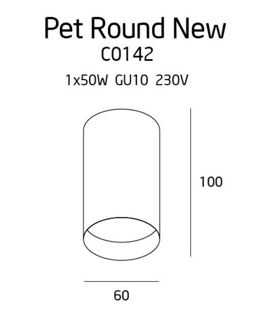Lampa sufitowa tuba czarna PET round MAXLIGHT C0142