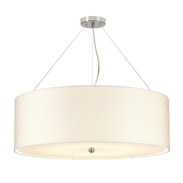 Lampa wisząca 76 cm Pearce 7 źródeł światła polerowany chrom jedwabny abażur minimalistyczna DL-PEARCE30-7LT-IV-PC ELSTEAD LIGHTING