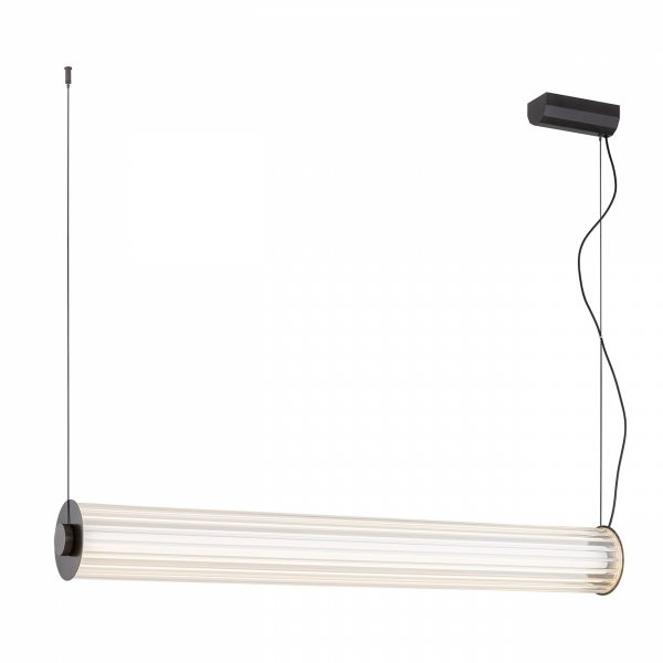 Duża lampa wisząca z ryflowanego transparentnego szkła tuba 120 cm tytan szczotkowany LED HAMPTON 8625 Argon