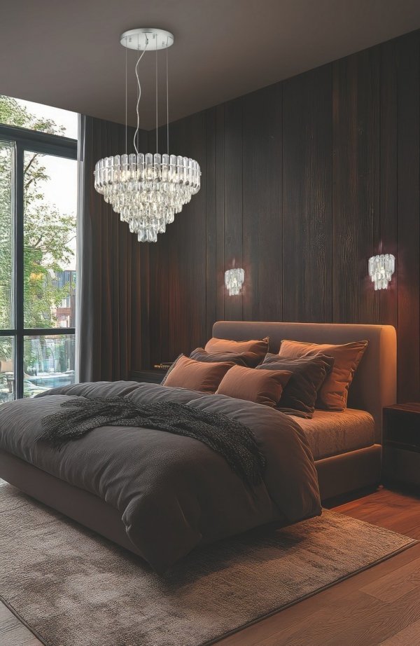 Kryształowy żyrandol MALIZIA 367601206 TRIO SELECT elegancka lampa wisząca kaskadowa do salonu styl glamour