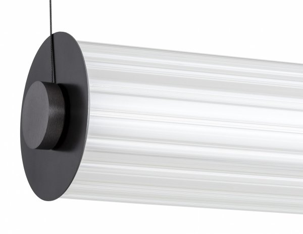 Efektowna lampa wisząca z ryflowanego transparentnego szkła tuba 80 cm tytan szczotkowany LED HAMPTON 8628 Argon