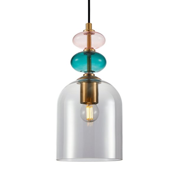 Designerska Lampa Wisząca Szklana Dymiony Klosz BUSCO PND-30263-1B-BRO-SG ITALUX