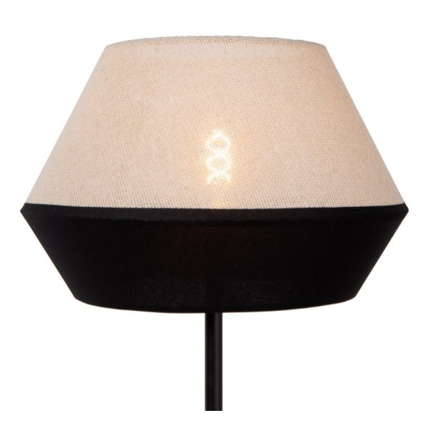 Lampa podłogowa lniany klosz owalny nowoczesna minimalistyczna uniwersalna klasyczna czarno-brązowa KALA 06724/01/73 LUCIDE