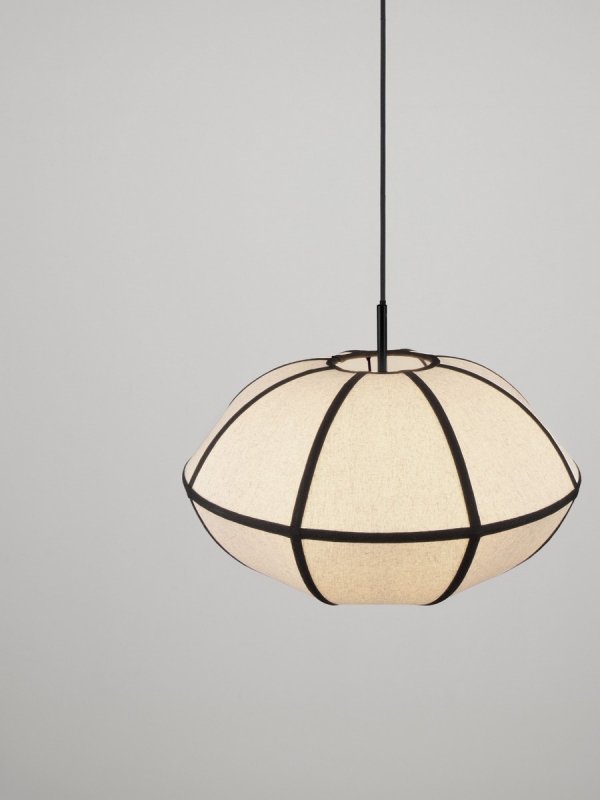 Lampa wisząca lniany abażur owalny retro nowoczesna klasyczna dekoracyjna do sypialni salonu Luces Exclusivas