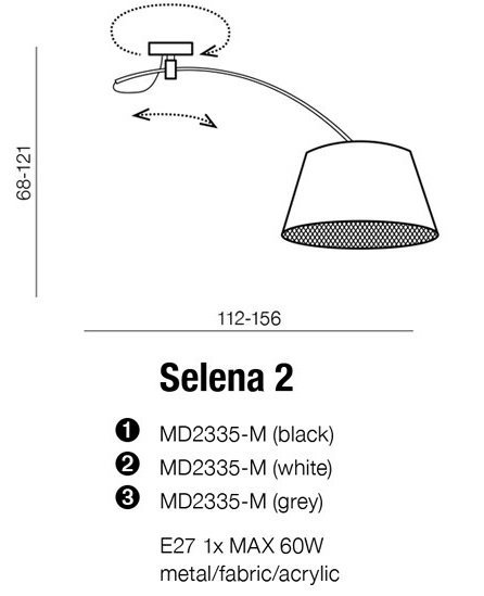 AZZARDO LAMPA SUFITOWA WISZĄCA SELENA 2 BLACK AZ2284+AZ2590