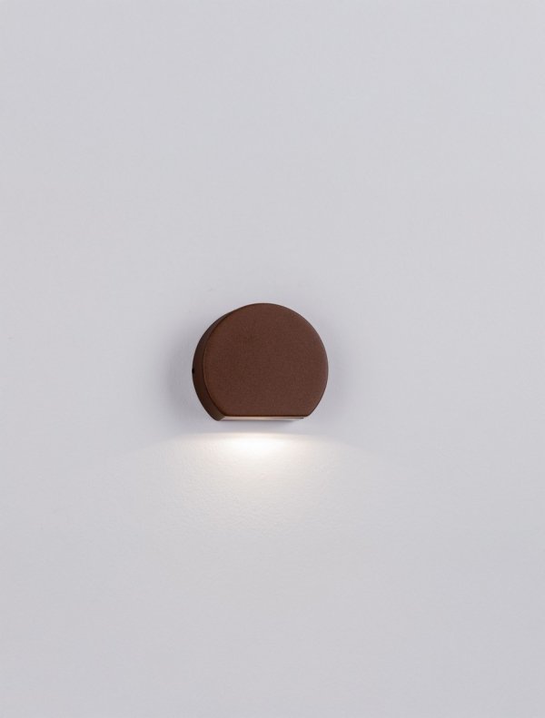 Kinkiet zewnętrzny LED kolor rdzawy okrągły minimalistyczny nowoczesny IP54 SARDIRA LE75311 Luces Exclusivas