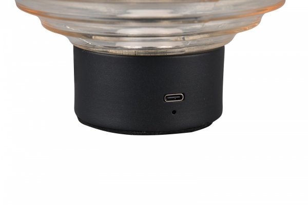 Dekoracyjna Lampka Stołowa LED Bursztynowy Szklany Klosz EARL R57771113 RL