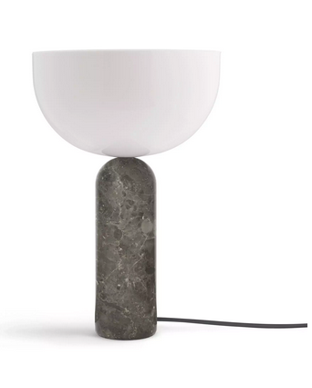 Lampka stołowa nocna półokrągła szary marmur nowoczesna designerska dekoracyjna na komodę 45cm Kizu 20412 New Works