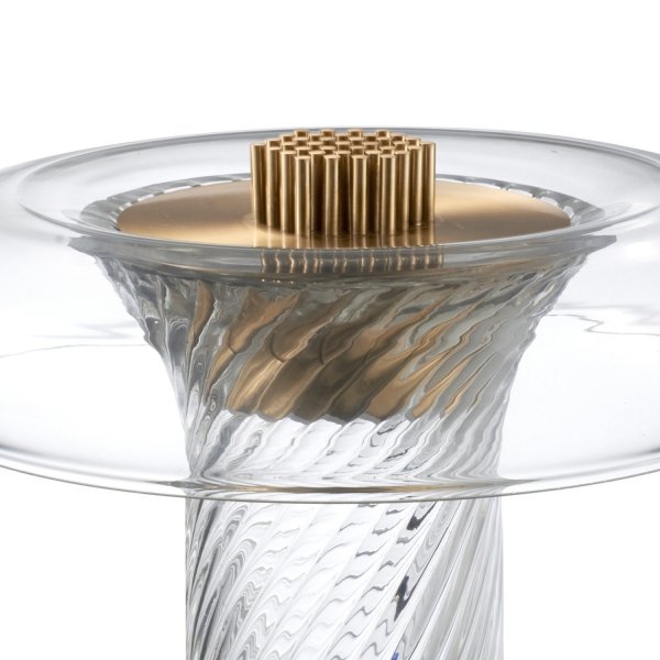 Lampka stołowa nocna LED dekoracyjna szklana transparentna falista struktura designerska nowoczesna CLARO ST-8895T Step Into Design