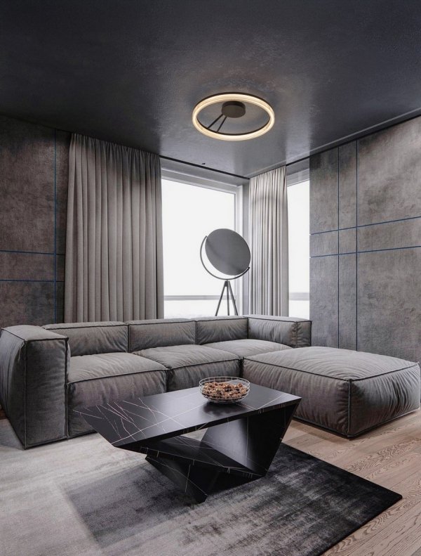 Nowoczesny plafon lampa sufitowa LED czarny okrąg uniwersalny minimalistyczny możliwość ściemniania aluminiowy ESTARIO LE45397 Luces Exclusivas 