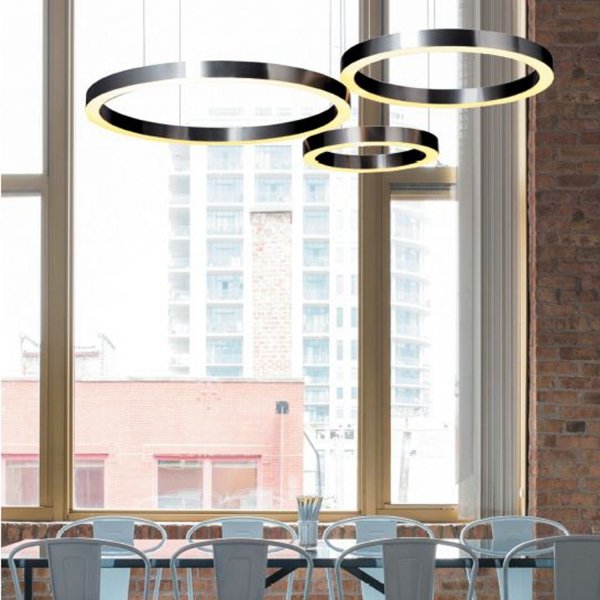 Tytanowa lampa wisząca okręgi LED nowoczesna uniwersalna minimalistyczna ściemnialna na pilota CIRCLE ST-8848-40+40 black Step Into Design