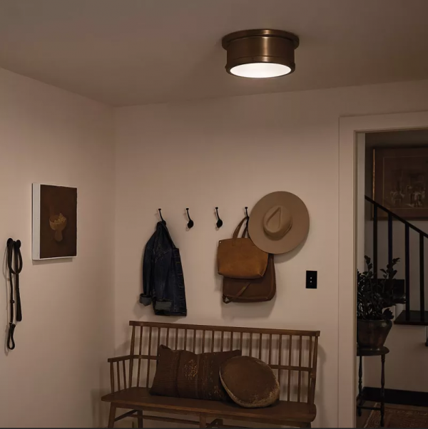  Designerski Średni Plafon Serca Szczotkowany Naturalny Mosiądz 2x E27 Elstead Lighting KL-SERCA-F-M-BNB 