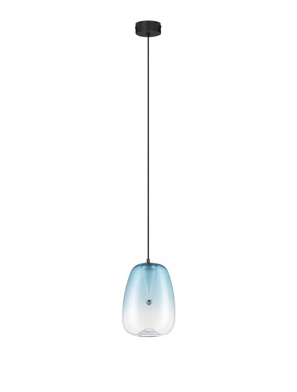 Nowoczesna lampa wisząca LED owalna niebieski szklany klosz uniwersalna klasyczna minimalistyczna JAREVIA LE45124 Luces Exclusivas