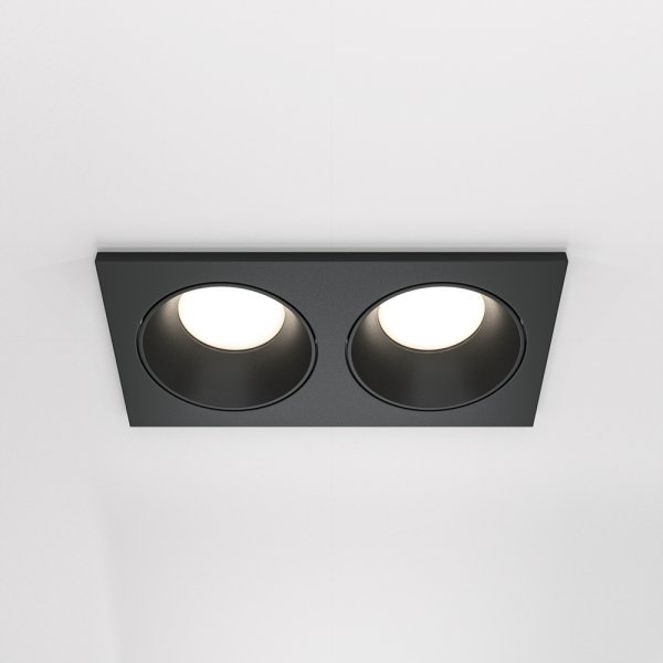 Lampa wbudowana wpuszczana w sufit 2-płomienna aluminiowa czarna prostokąt Zoom MAYTONI DL033-2-02B