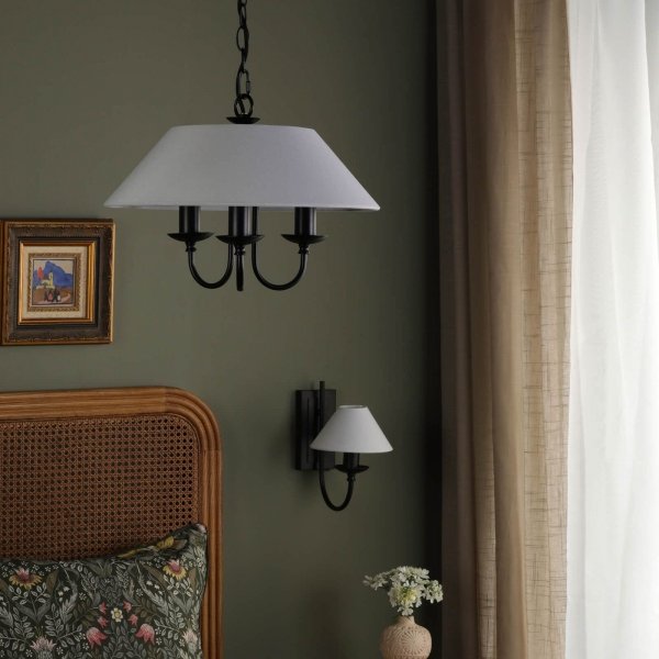 Nowoczesny Żyrandol Biały Abażur SIVAN SIV0322 DAR LIGHTING