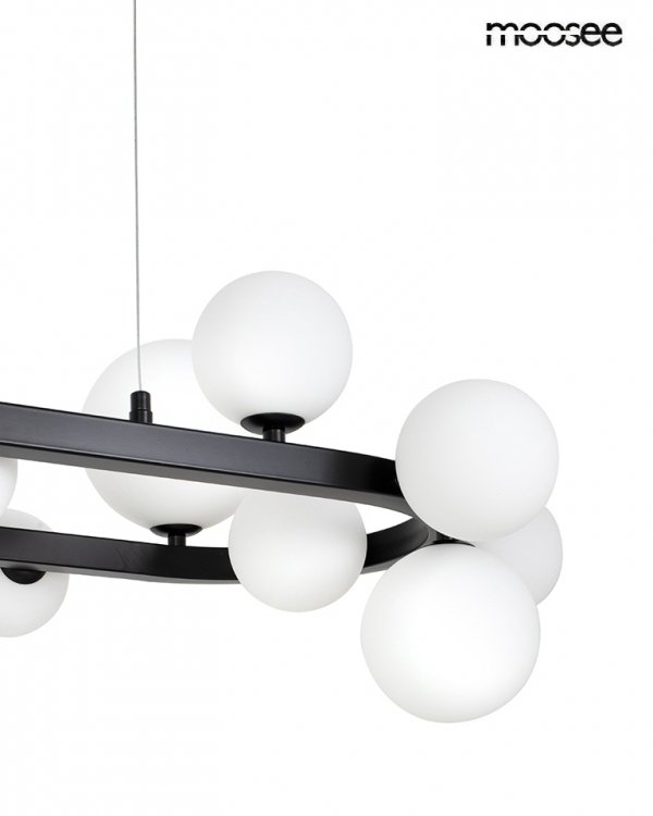 Czarna lampa wisząca owalna mleczne klosze ALURE OVAL 120 MSE1501100606/MILK Moosee