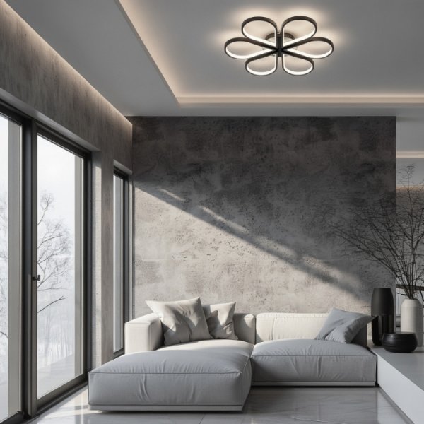 Designerski czarny plafon LED CCT nowoczesny dekoracyjny inspirowany naturą Velva LP-8432/1C BK Light Prestige