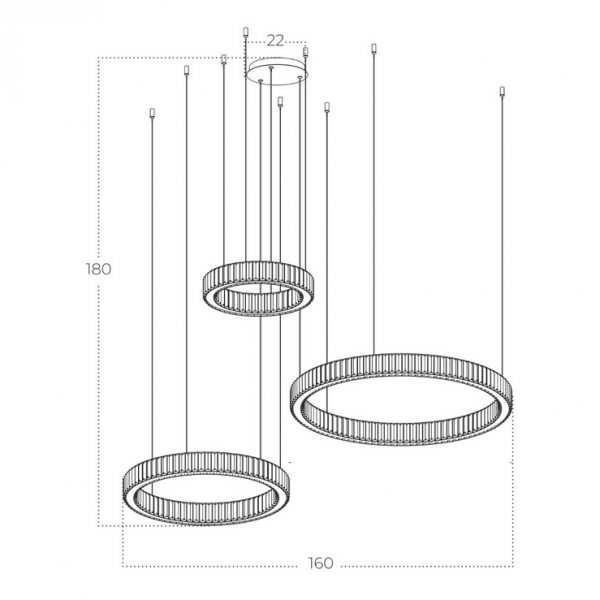Lampa Wisząca Żyrandol Salonowy LED Glamour Kryształowe Okręgi SPARK AZ5794 AZZARDO